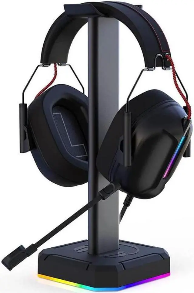 Alt view image 3 of 6 - FAL Headphone Stand with Single Rolling RGB Light for Desk PC Gaming Headset,Aluminum Alloy Connecting Rod and Non-Slip Rubber Pad, Suitable for All Over -Ear Headphone(Basic Black)