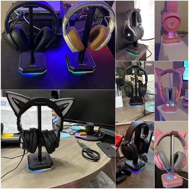 Alt view image 6 of 6 - FAL Headphone Stand with Single Rolling RGB Light for Desk PC Gaming Headset,Aluminum Alloy Connecting Rod and Non-Slip Rubber Pad, Suitable for All Over -Ear Headphone(Basic Black)