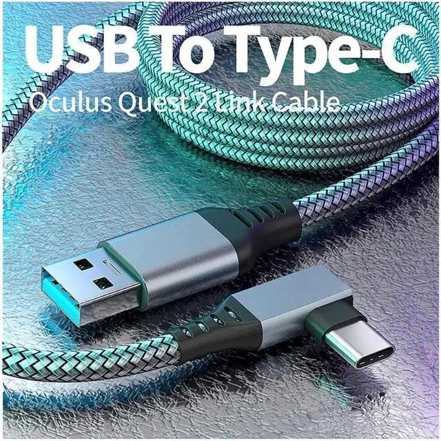 Alt view image 2 of 7 - VR Link Cable for Oculus/Meta Quest 2/1 and PC/Steam VR, 20FT/6M Braided USB 3.2 A to C Compatible for Oculus Quest 2 Link Cable, High Speed PC Data Transfer, Fast Charging for VR Headset (Grey)