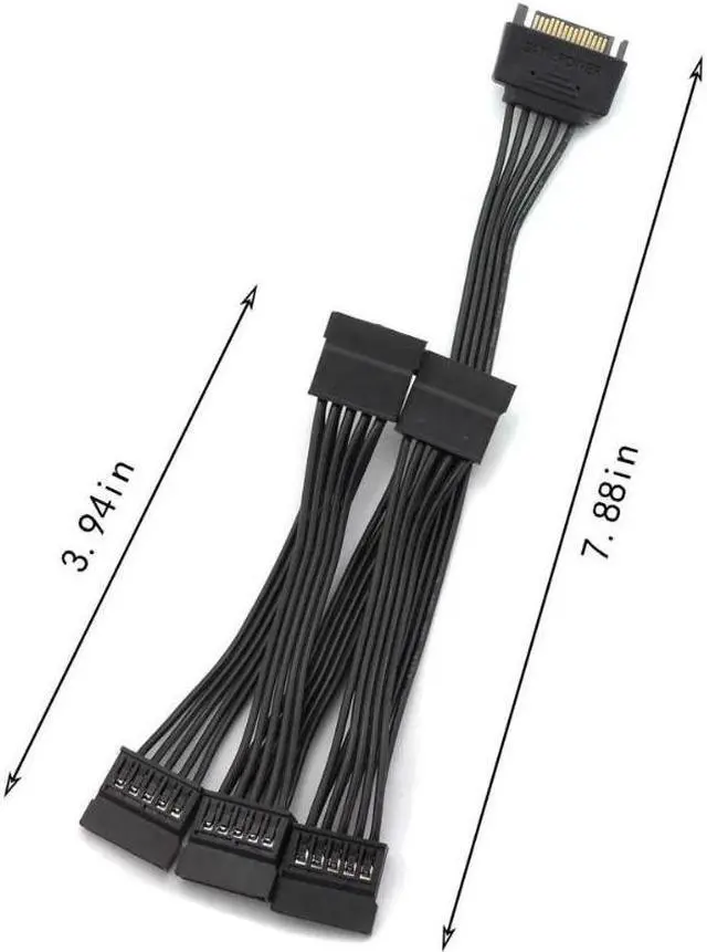 Alt view image 5 of 7 - 15 Pin SATA Power Extension Hard Drive Cable 1 Male to 5 Female Splitter Adapter 24-inch(60CM)