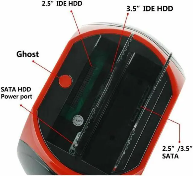 Alt view image 4 of 6 - Hard Drive Docking Station For SATA and IDE, USB to 2.5/3.5 Inch SATA IDE Dual Bay External Enclosure, All in 1 Card Reader XD/TF/MS/CF/ SD Card, USB Hub Function. for 2.5" 3.5" IDE SATA I/II/III HDD