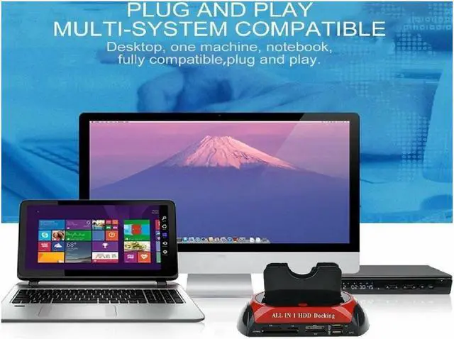 Alt view image 6 of 6 - Hard Drive Docking Station For SATA and IDE, USB to 2.5/3.5 Inch SATA IDE Dual Bay External Enclosure, All in 1 Card Reader XD/TF/MS/CF/ SD Card, USB Hub Function. for 2.5" 3.5" IDE SATA I/II/III HDD