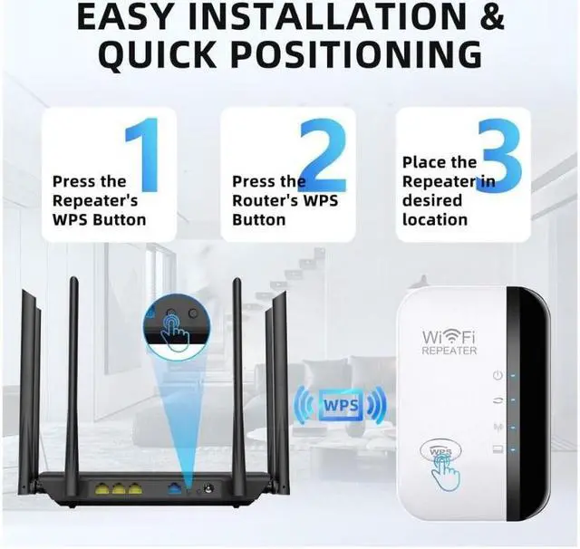 Alt view image 7 of 7 - Wifi Range Extender Internet Booster 300Mbps router Wireless Repeater Amplifier Easy Setup & Full Coverage, 360 Degree WiFi Coverage,Repeater/AP modes