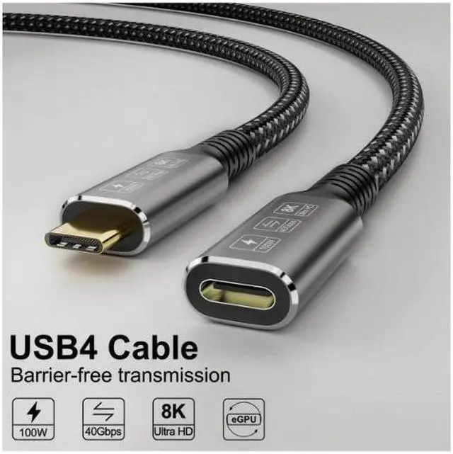 Alt view image 5 of 7 - USB4 Extension Cable Male to Female 40Gbps with 100W Charging and 8K@60Hz Compatible with Thunderbolt3/4