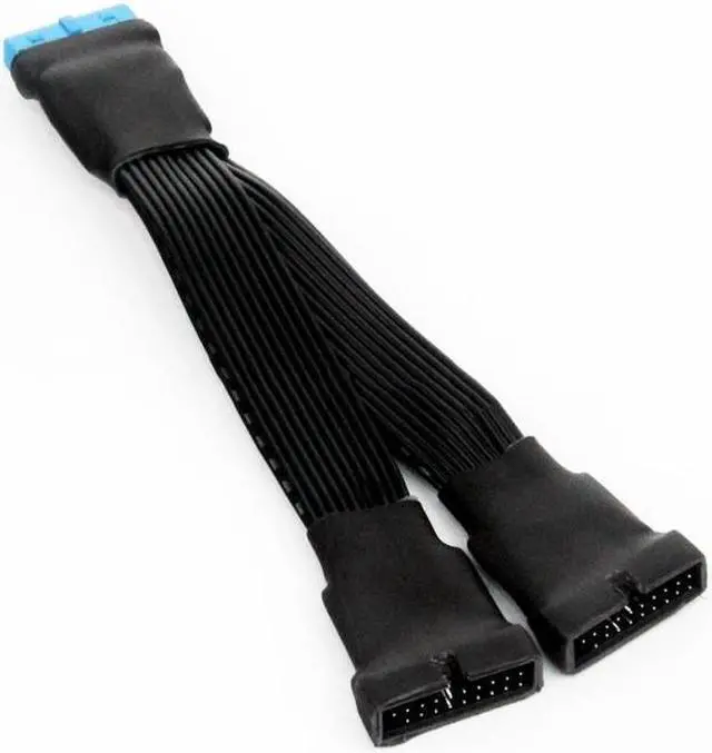 Alt view image 6 of 7 - 15cm (5.9 inch)19-pin to USB 3.0 20-pin 1 to 2 Power Splitter Cable 18AWG for Motherboard