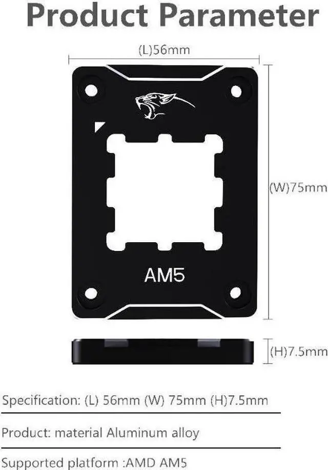 Alt view image 6 of 6 - CPU Contact Frame Anti-Bending Buckle for AMD AM5 Aluminum Corrector Bracket Holder,AM5 Full-fit Fixed Non-Marking Mounter Fixing Frame, CPU Cooler Standard for X670 B650,Black