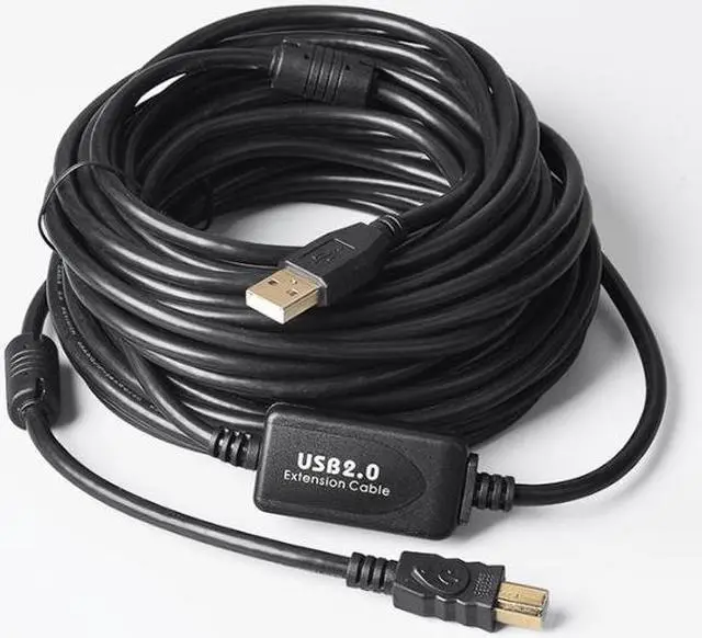 Main image of 24K Gold plated USB 2.0 Cable - A-Male to B-Male,USB 2.0 A Male to B Male Cable with Ferrite Black 28/24# AWG,100ft/30m