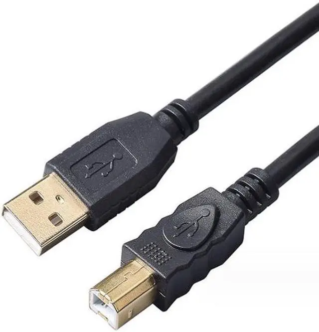 Alt view image 2 of 7 - 24K Gold plated USB 2.0 Cable - A-Male to B-Male,USB 2.0 A Male to B Male Cable with Ferrite Black 28/24# AWG,100ft/30m