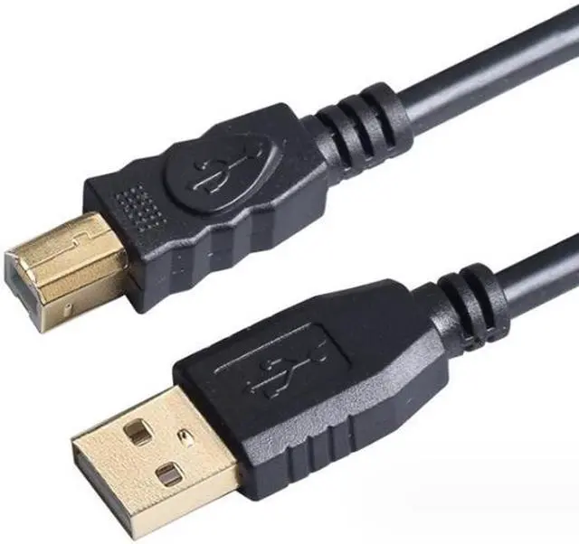 Alt view image 3 of 7 - 24K Gold plated USB 2.0 Cable - A-Male to B-Male,USB 2.0 A Male to B Male Cable with Ferrite Black 28/24# AWG,100ft/30m