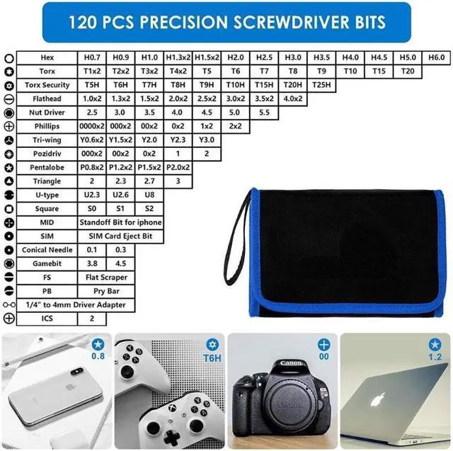 Alt view image 2 of 7 - Screwdriver Sets 142-Piece Electronics Precision Screwdriver with 120 Bits Magnetic Repair Tool Kit for iPhone, MacBook, Computer, Laptop, PC, Tablet, PS4, Xbox, Nintendo, Game Console