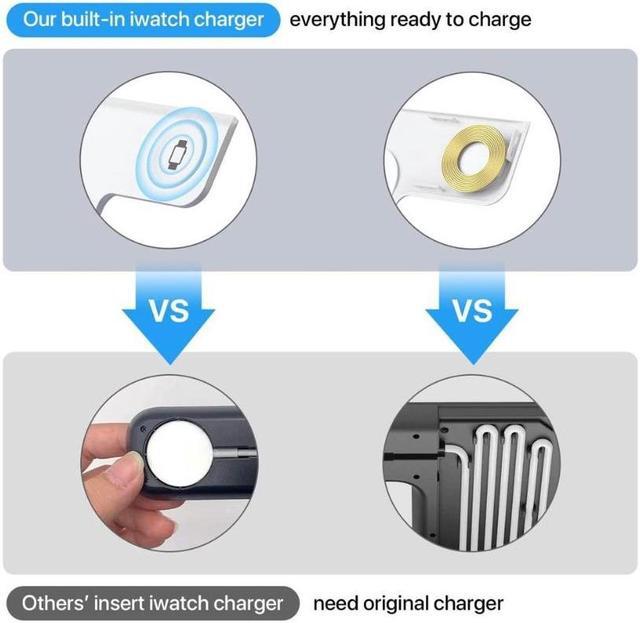 Alt view image 4 of 7 - Wireless Charger, Corn 3 in 1 Wireless Charging Station, Fast Wireless Charger Stand for iPhone 14/13/12/11/Pro/Max/XS/XR/X/8/Plus, for Apple Watch 7/6/5/4/3/2/SE, for AirPods 3/2/Pro( White)