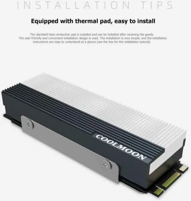 Alt view image 2 of 7 - COOLMOON ARGB M2 SSD Heatsink 5V 3Pin NVME NGFF M.2 2280 Solid State Drive Hard Disk Cooling Radiator Heat Sink Cooler Vest Thermal Pad