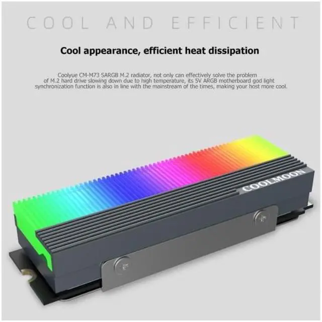 Alt view image 3 of 7 - COOLMOON ARGB M2 SSD Heatsink 5V 3Pin NVME NGFF M.2 2280 Solid State Drive Hard Disk Cooling Radiator Heat Sink Cooler Vest Thermal Pad