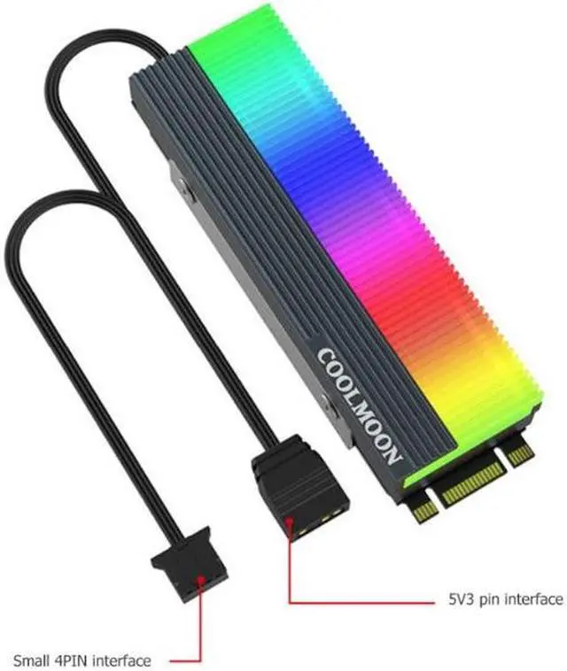 Alt view image 5 of 7 - COOLMOON ARGB M2 SSD Heatsink 5V 3Pin NVME NGFF M.2 2280 Solid State Drive Hard Disk Cooling Radiator Heat Sink Cooler Vest Thermal Pad