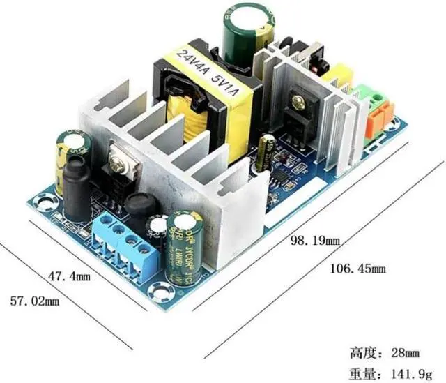 Alt view image 2 of 2 - AC-DC 100W 24V 4A 5V Switching Power Supply Board 2 Channel Output Power Module Dual Output DC 24V4A 5V1A