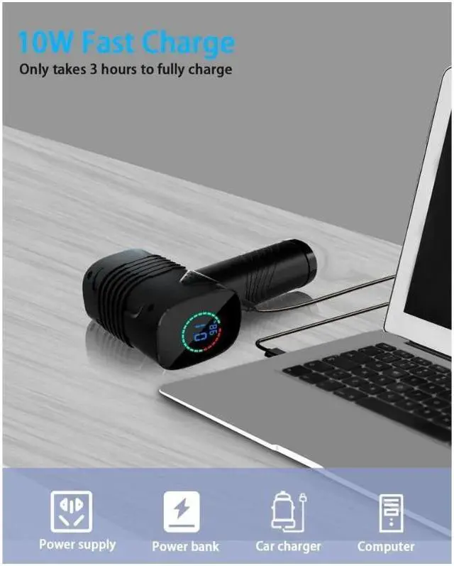 Alt view image 3 of 7 - Compressed Air Duster, 6000mAh 3-Gear to 40000 RPM Compressed Air Duster with LED Screen, Portable Electric Air Can, Cordless Blower Computer Cleaning Kit, Brushless motor, low noise