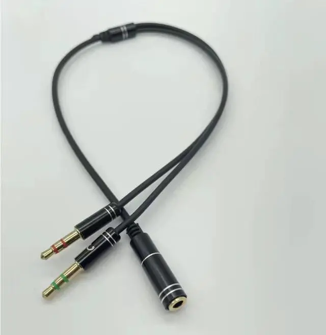 Alt view image 2 of 5 - 2 Pack Cablecc Black Dual 3.5mm Male to Single Female Headphone Microphone Audio Splitter Cable for Cell Phone & Tablet & Laptop