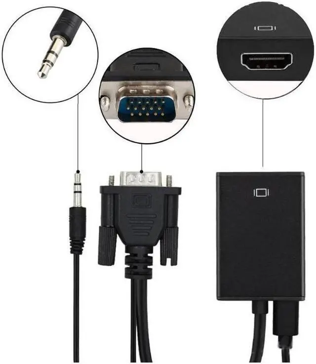 Alt view image 2 of 6 - Vga to hdmi converter vga public to hdmi female audio desktop computer monitor high-definition adapter cable