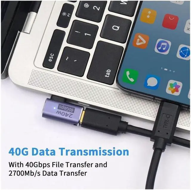 Alt view image 4 of 6 - USB C PD240W adapter, 90 degree USB C adapter 40Gbps,8K@60HziPad MacBook, Thunderbolt 4/3, 2-pack