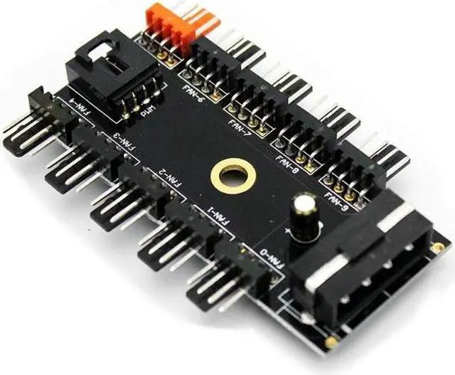 Alt view image 2 of 7 - (2 Pack) Chassis Fan Hub CPU Cooling HUB 10 Port 12V 4 Pin Fan PWM Fan Hub SATA Controller,Computer/pc Case Fan controller Power Cable 1 Female to 10 Male 4Pin Fan Hub Splitter Cable for 3Pin&4Pin PWM