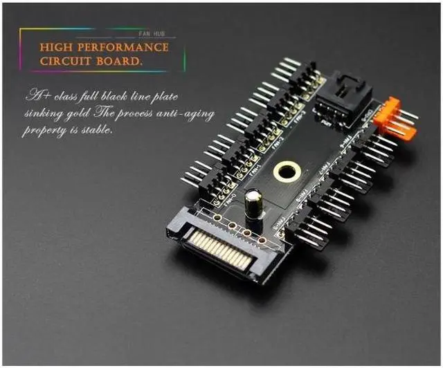 Alt view image 3 of 7 - (2 Pack) Chassis Fan Hub CPU Cooling HUB 10 Port 12V 4 Pin Fan PWM Fan Hub SATA Controller,Computer/pc Case Fan controller Power Cable 1 Female to 10 Male 4Pin Fan Hub Splitter Cable for 3Pin&4Pin PWM