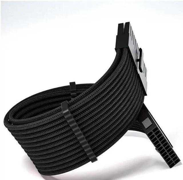 Alt view image 3 of 5 - Mod Sleeved Cable, Black Power Supply Cable Extension Kit, 24PIN ATX, 4+4 PIN EPS, Dual 6+2 PIN PCIE(11.81")
