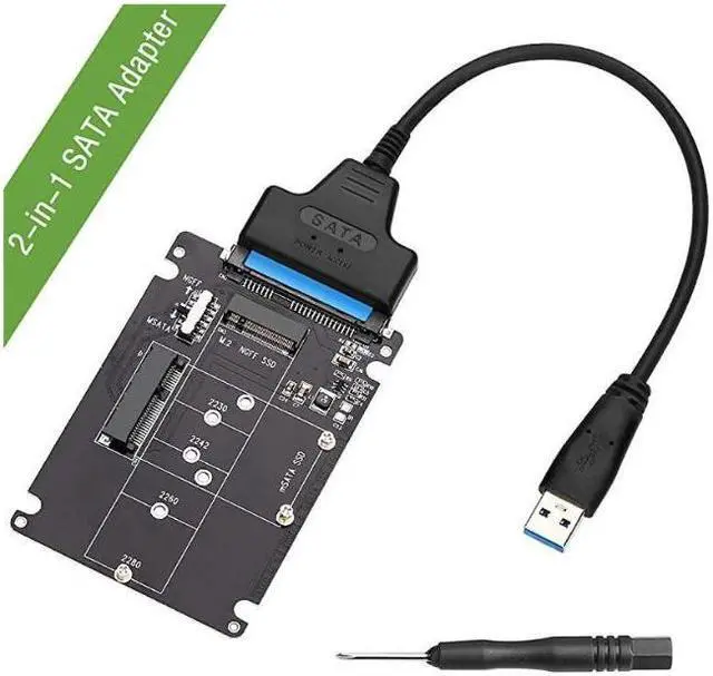Alt view image 2 of 7 - M.2 NGFF or mSATA to USB 3.0 Adapter 2-in-1 NGFF or mSATA Converter Reader Card with SATA Cable Converter as Portable Flash Drive External 2.5 inch Hard Drive,Support SATA NGFF B/B+M Key SSD