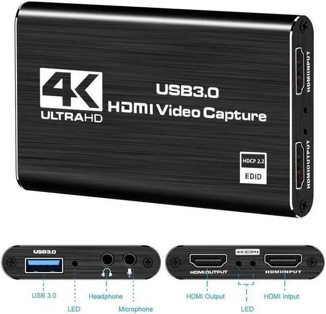 Alt view image 2 of 7 - 4K Audio Video Capture Card, Rybozen USB 3.0 HDMI Video Capture Device, Full HD 1080P for Game Recording, Live Streaming Broadcasting