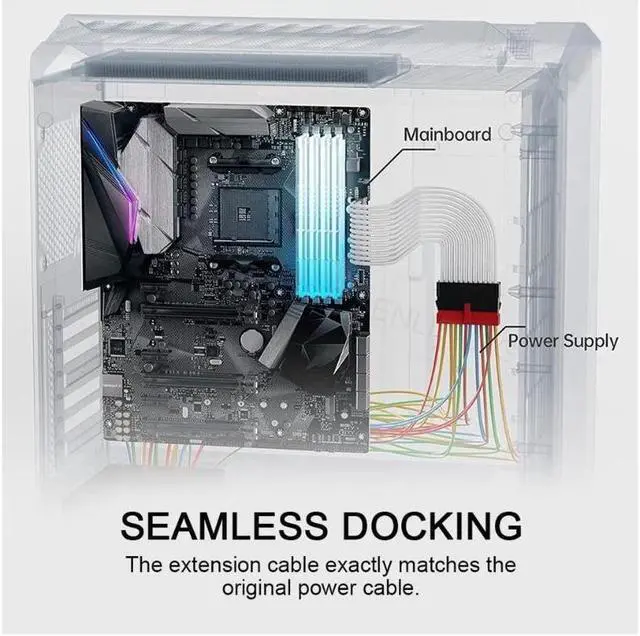 Alt view image 5 of 5 - 4 Piece Kit 300mm ATX 24Pin PCI-E 6+2Pin CPU 4+4Pin PC Case DIY Cable Various White Available PSU Extension Cable