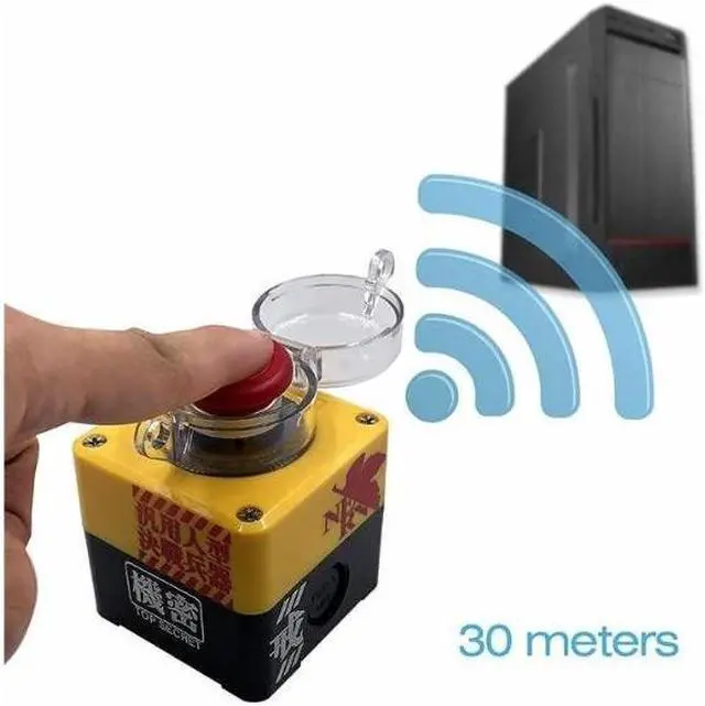 Alt view image 2 of 7 - Evangelion EVA Wireless Desktop Power Button for PC(Laptop is not compatible), Atomic Nuclear Bomb Launch Button