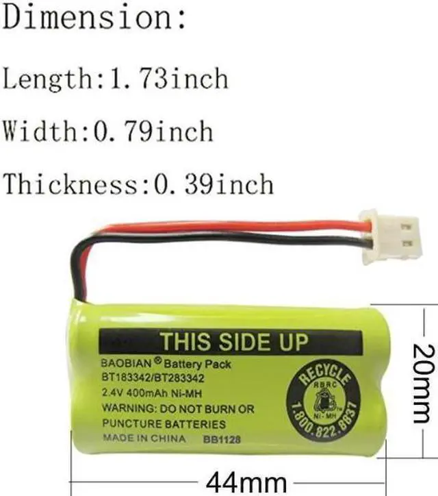 Alt view image 3 of 7 - 2.4V 400mAh Cordless Home Phone Battery Compatible with ATT BT162342 BT162342 BT166342 BT166342 BT266342 BT266342 BT183342 BT183342 BT283342 BT283342 VTech CS6329 CS6114 CS64193 Pack