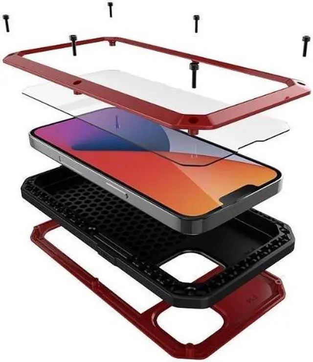 Alt view image 3 of 7 - For iPhone 15 Plus Case Luxury Doom Armor Dirt Shock Metal Phone Cases For iPhone15 Plus Case( Red)
