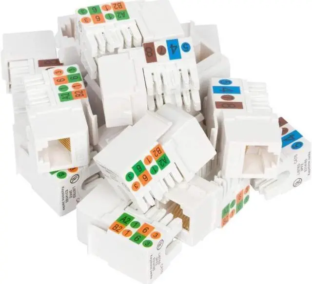 Alt view image 3 of 5 - Cat6 RJ45 90-Degree Keystone Jack, Punch Down Keystone Jack Adapter White (25 Pack)