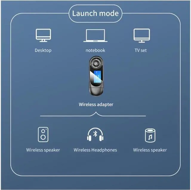 Alt view image 4 of 7 - 2 in 1 USB Audio Bluetooth 5.0 Adapter Audio Transmitter Receiver Plug and Play LCD Display Portable Visualization AUX Converter For TV PC Car Stereo USB 3.5MM AUX RCA Wireless Adapter