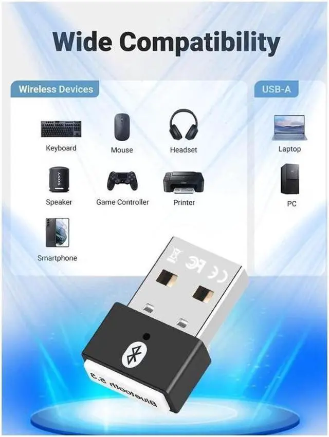 Alt view image 3 of 7 - USB Bluetooth 5.3 Adapter for PC, Supports Windows 11/10/8.1 (Plug & Play), Mini 5.3+ EDR Bluetooth Dongle Receiver &Transmitter, 5.3 Bluetooth USB Adaper for PC, Laptop,Keyboard,Mouse,Headsets