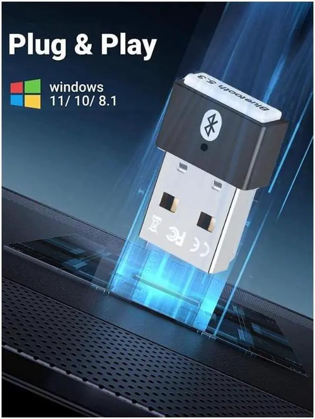 Alt view image 4 of 7 - USB Bluetooth 5.3 Adapter for PC, Supports Windows 11/10/8.1 (Plug & Play), Mini 5.3+ EDR Bluetooth Dongle Receiver &Transmitter, 5.3 Bluetooth USB Adaper for PC, Laptop,Keyboard,Mouse,Headsets