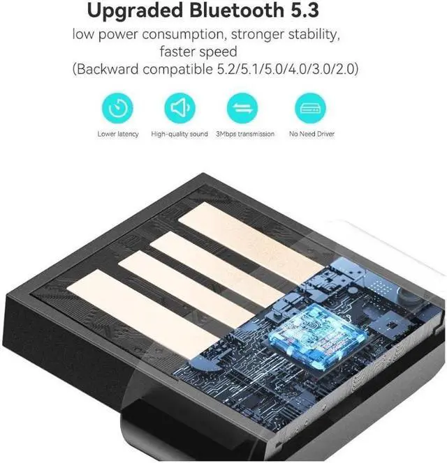 Alt view image 3 of 7 - USB Bluetooth 5.3 Adapter for PC, Plug & Play Super Mini USB Bluetooth EDR Dongle Receiver & Transmitter Supports Windows 11/10/8.1/7 for Desktop PC Bluetooth Keyboard Mouse Printers Headsets Speakers