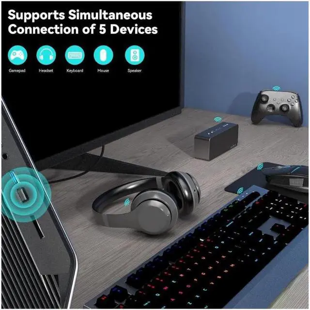 Alt view image 4 of 7 - USB Bluetooth 5.3 Adapter for PC, Plug & Play Super Mini USB Bluetooth EDR Dongle Receiver & Transmitter Supports Windows 11/10/8.1/7 for Desktop PC Bluetooth Keyboard Mouse Printers Headsets Speakers