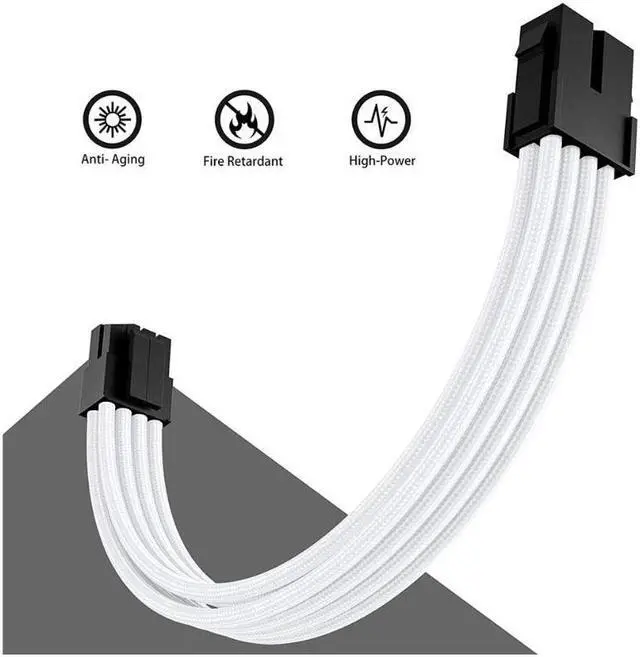 Alt view image 3 of 6 - Power Supply Sleeved Cable, Extension PC Kit, 18AWG 24Pin ATX, 8 (4+4) Pin EPS , Dual8 (6+2) Pin PCI-E Power Supply PSU Cable with Combs, 30CM White