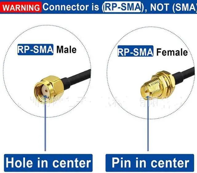 Alt view image 4 of 4 - (3m 10FT) RP-SMA male female inner screw inner hole to outer screw inner needle wifi wireless network card routing antenna extension cable