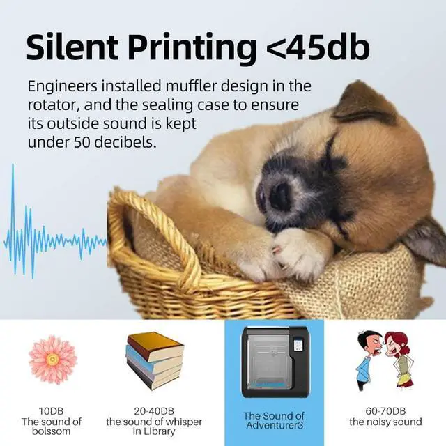 Alt view image 5 of 7 - FLASHFORGE 3D Printer Adventurer 3 - Silent Chamber FDM Printing, Free Leveling Removable Heated Build Plate and Detachable Nozzle, Touch Screen, HD Camera, Auto Feeding, Build Volume 150x150x150mm