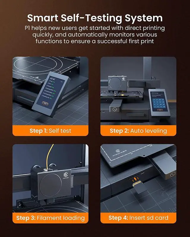 Alt view image 6 of 7 - WIZMAKER P1 3D Printer Auto Leveling, Voice Control Upgrade FDM Direct Drive 3D Printers, Self-Testing Operation Support for Beginners Home DIY, Printing Size 8.66x8.66x10.4 inch