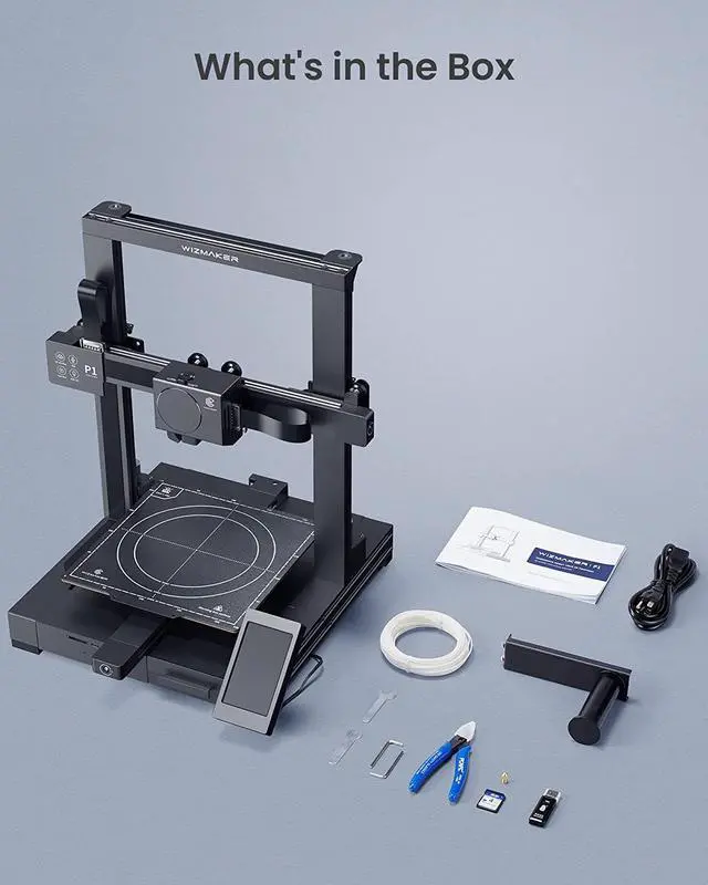 Alt view image 7 of 7 - WIZMAKER P1 3D Printer Auto Leveling, Voice Control Upgrade FDM Direct Drive 3D Printers, Self-Testing Operation Support for Beginners Home DIY, Printing Size 8.66x8.66x10.4 inch