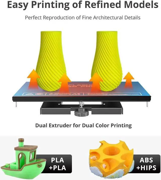 Alt view image 5 of 7 - FlashForge Creator Pro 3D Printer, Dual Extruder 3D Printers W/2 Spools, Fully Metal Frame, Acrylic Covers, DIY FDM 3D Printer Kit with Optimized Build Platform, Works with ABS and PLA