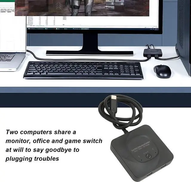 Alt view image 6 of 7 - USB Switch USB C Switcher Bi Directional USB Switch Selector 2 in 1 Out/1 in 2 Out, 8K@60Hz 10Gbps Data Transfer USB Switcher Support PD 100W Fast Charging for PCs Mouse Keyboard