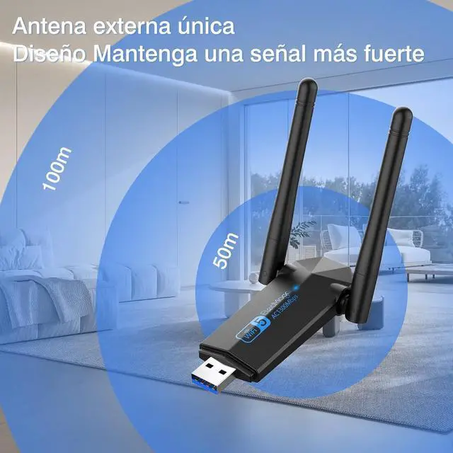 Alt view image 6 of 7 - USB WiFi Adapter, ElecMoga 1300Mbps WiFi Dongle USB 3.0 Dual Band 5G/2.4G Wireless Network Adapter for Desktop Laptop PC, Dual 5dBi Antennas, Supports Windows 11/10/8.1/8/7, Mac OS 10.9-10.15
