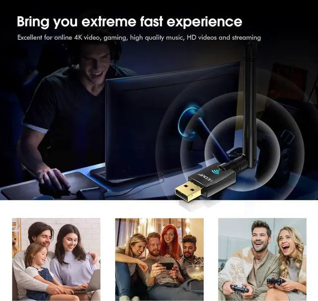 Alt view image 7 of 7 - AC600M USB WiFi Adapter for PC, Wireless USB Network Adapters Dual Band 2.4G/5.8Ghz Wi-Fi Dongle Antenna for Laptop Desktop Compatible Windows 10/11/8.1/8/7/XP/Vista/Mac OS X 10.6~10.15.3 Black