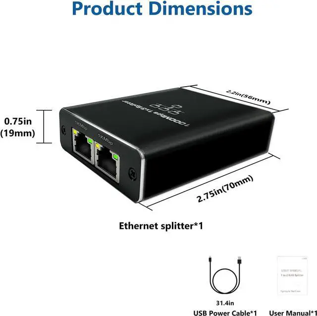 Alt view image 7 of 7 - Ethernet Splitter High Speed Gigabit, 1000Mbps Ethernet Splitter 1 to 3[3 Devices Simultaneous Networking], RJ45 Splitter Adapter with USB Power Cable, Internet Splitter for Cat5/5e/6/7/8 Cable
