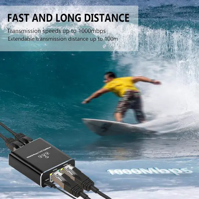 Alt view image 6 of 7 - Ethernet Splitter High Speed Gigabit, 1000Mbps Ethernet Splitter 1 to 3[3 Devices Simultaneous Networking], RJ45 Splitter Adapter with USB Power Cable, Internet Splitter for Cat5/5e/6/7/8 Cable