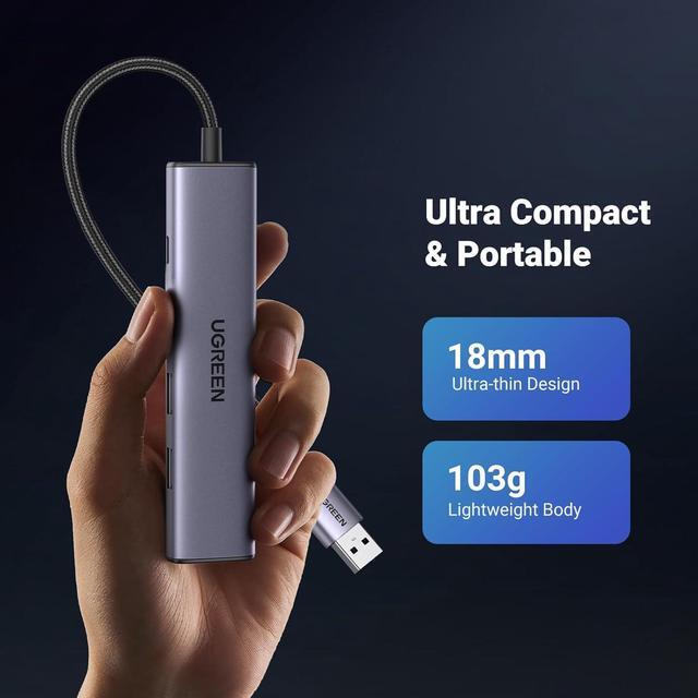Alt view image 6 of 7 - UGREEN USB 3.0 to Ethernet Adapter, 5 in 1 Multiport Hub with Gigabit RJ45 and Type-C Power Port, LAN Network Adapter Compatible with Laptop PC MacBook Mac Mini Surface XPS Windows Linux MacOS